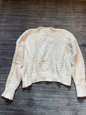 Pistola Sz S, Creamy White Cable Crewneck Sweater. Easy, Perfect Spring Staple